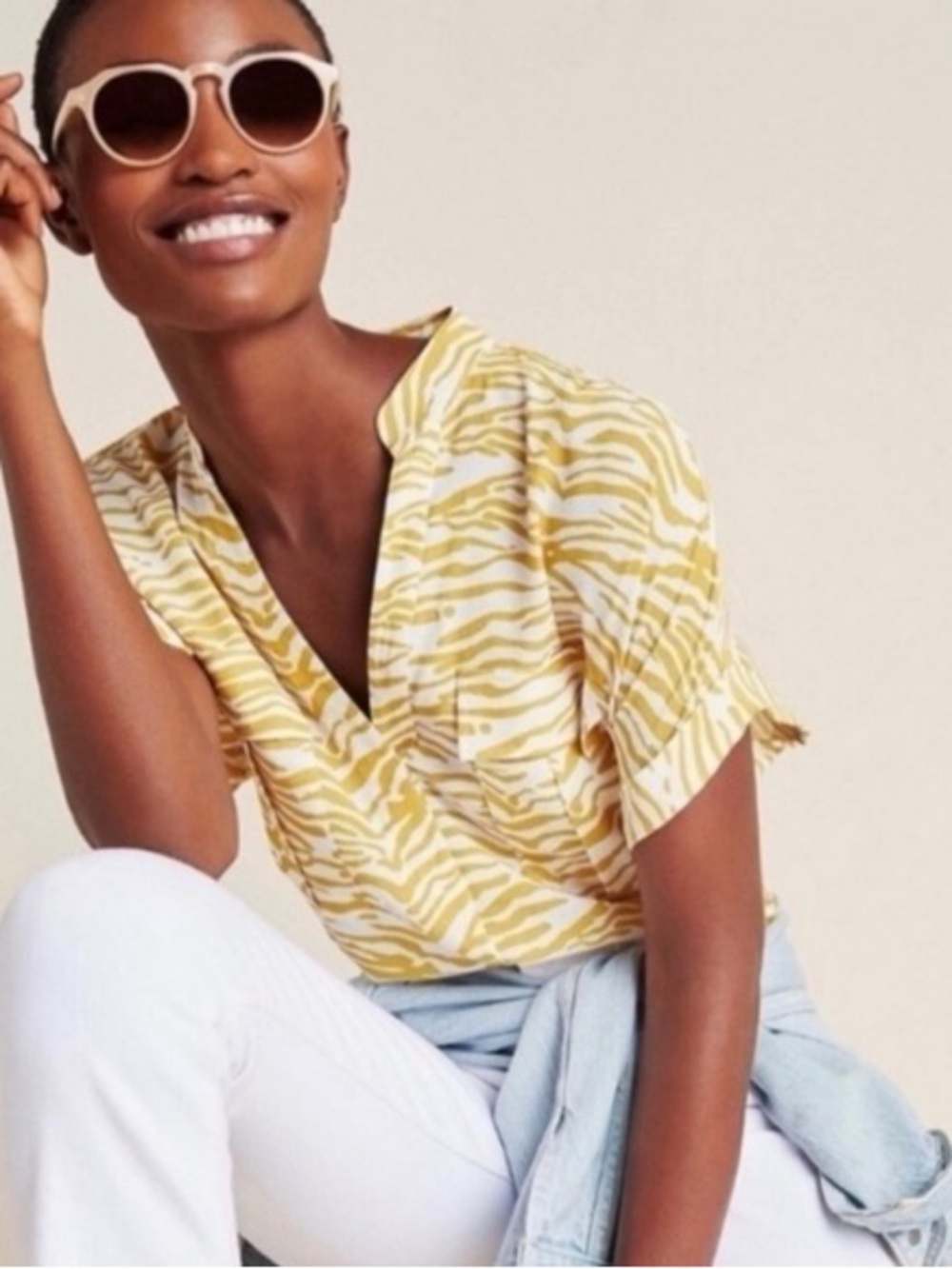 Anthropologie Zebra Stripe Blouse